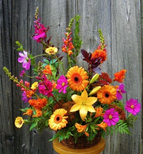 Autumn Breeze  Basket of Seasonal Flowers