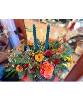 Autumn Candle Centerpiece Fall Flowers
