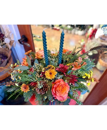 Autumn Candle Centerpiece Fall Flowers