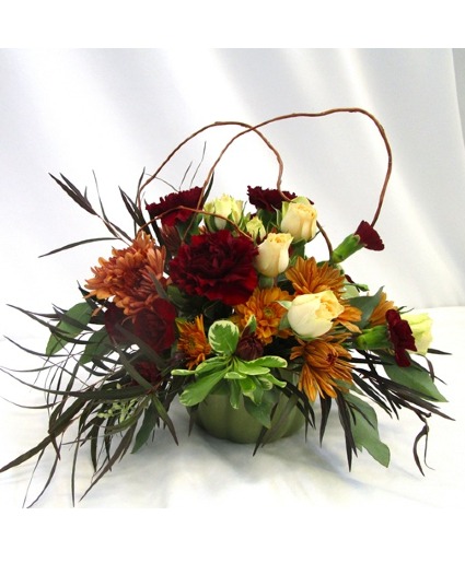 AUTUMN DAZZLE IN GREEN PUMPKIN FRESH FLOWER ARRANGEMENT