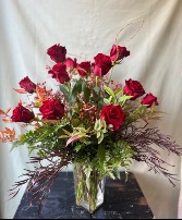 Autumn Dozen Red Roses 