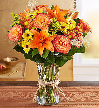 Autumn Elegance, Brilliant Shades of Fall Vased Lilies, Roses, Chrysanthemums and More! in Gainesville, FL | PRANGE'S FLORIST