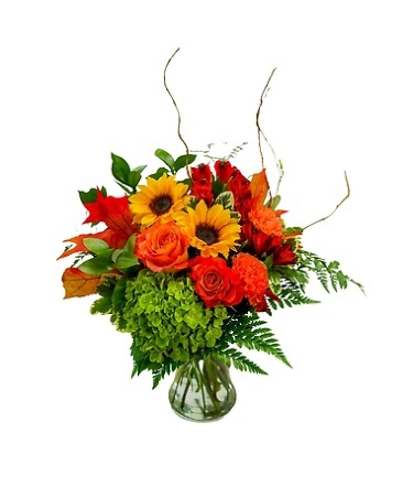 Autumn Harvest  Fall Arrangement in Vase in Oakdale, NY | POSH FLORAL DESIGNS INC.