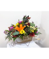 Autumn Harvest Wheelbarrow Seasonal Flowers