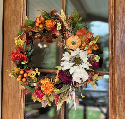 Sunset Harvest Faux Floral Wreath