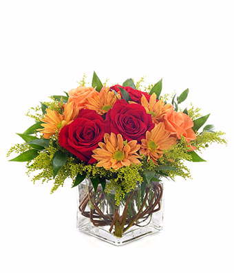 Autumn Inspirations Square Vase arrangement