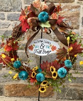 Autumn Leaves and Fall Breeze Wreath Permanent botanical
