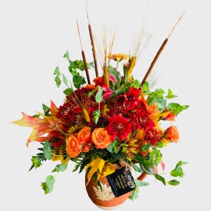 Autumn Leaves Pitcher Bouquet Fall Arrangement