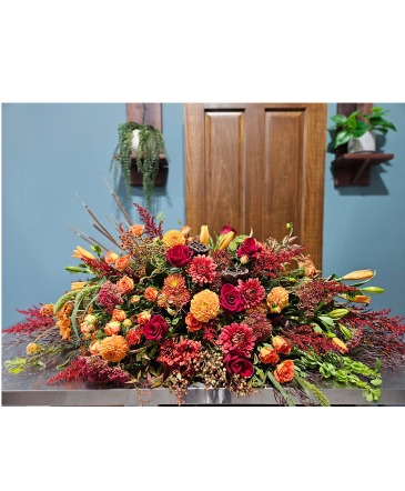 Autumn Memories casket spray in Sioux Falls, SD | Patience Ann Designs Autumn Memories casket spray in Sioux Falls, SD | Patience Ann Designs