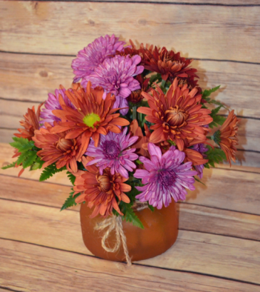 Autumn Mums Mini Mason Jar