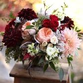 Autumn Musings  Compote vase arrangement 