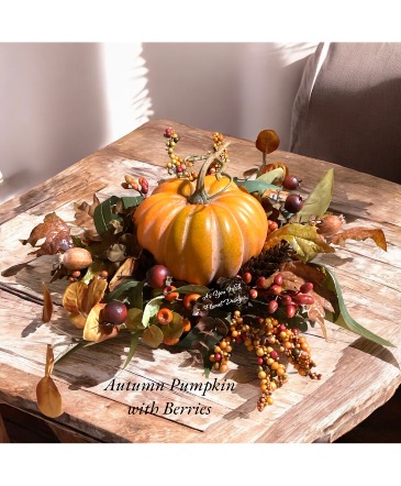 Autumn Pumpkin Table Arrangement  Artificial table arrangement  in Ashland City, TN | As You Wish Floral Designs by Kimberly McCord