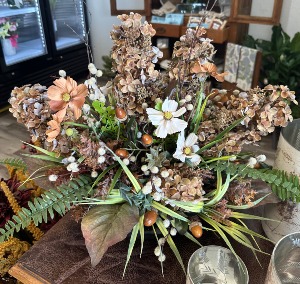 Autumn Radiance (SOLD) Fall Silk Arrangement in Decorative Bowl