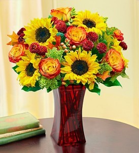Autumn Sophistication Sunflower and Roses