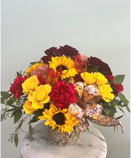 Autumn Sunshine vase By Enchanted Florist of Cape Coral 