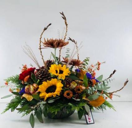 Autumn to Remember Centerpiece Container Arrangement
