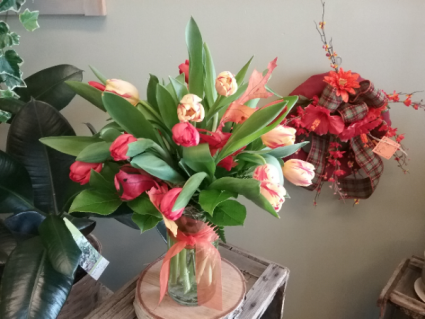 Autumn Tulips Vase arrangement
