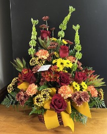 Autumn unfolded with love Funeral table basket