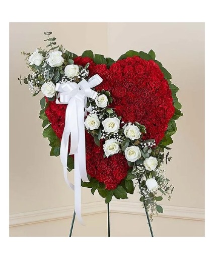 Aways Remember™ Floral Heart Tribute - Red With Wh Sympathy