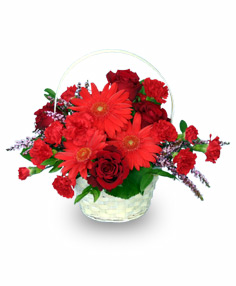 RED HOT ROMANCE Flower Basket