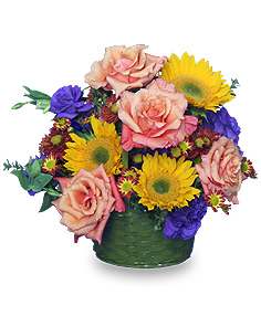 Cottage Garden Flowers Basket Arrangement In Abbotsford Bc