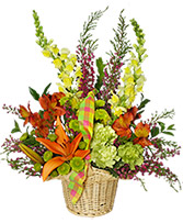 WELCOME SPRING Basket of Flowers