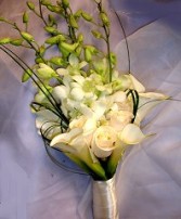 White Callas, Roses & Orchids Bridal Wedding Bouquet 