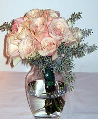 Blush Pink Roses & Seeded Eucalyptus Wedding Bouquet