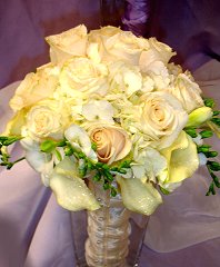Ivory Roses, Hydrangea & Callas Bridal Wedding Bouquet