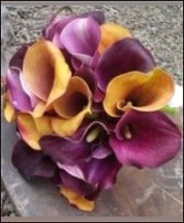 Purple & Apricot Callas Bridal Wedding Bouquet