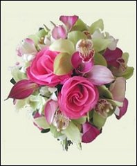 Pink Roses, Callas, Cymbidiums Bridal Wedding Bouquet