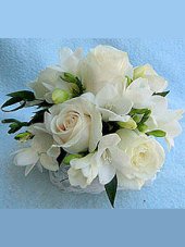 Roses & Freesia Corsage Wedding Party Flowers