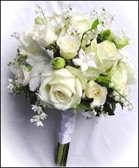 All White Floral Hand-tied Bridesmaid Bouquet in Russellville, AR | CATHY'S FLOWERS & GIFTS