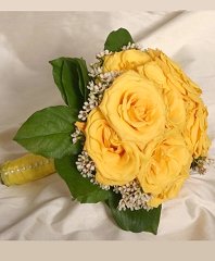 Lush Yellow Rose Nosegay Bridesmaid Bouquet