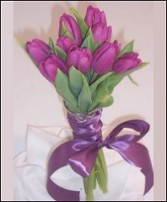 Purple Tulip Bouquet with Embellished Handle