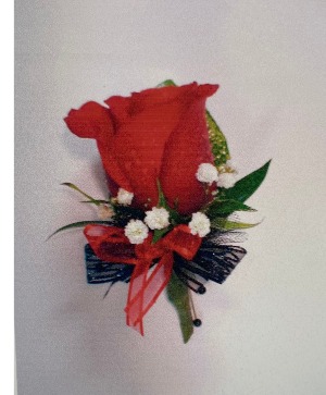 B3 Red Rose Boutonniere 
