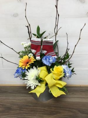 baby arrangement "washtub" fresh flowers 