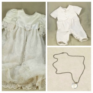 Baby Baptism Christening Gown, Suit & Necklace 