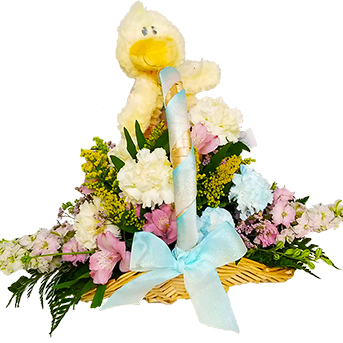 flower arrangements with stuffed animals