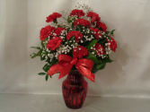 Red Carnations Vase Arrangement