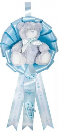 Baby Birth Announcement Ribbon w/ Plush Teddy Be Hanging Display Piece