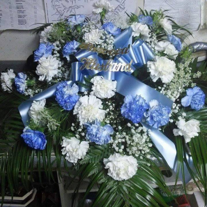 baby blue tribute  casket cover 