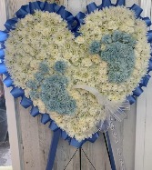 BABY FOOTPRINTS ON HEART  FUNERAL EASEL 