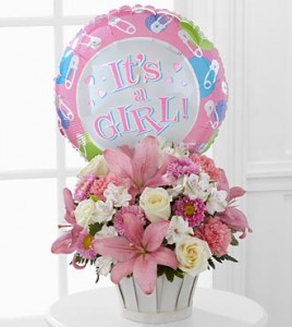 Baby Girl Basket Includes Balloon