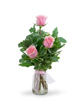 Three Rose Budvase Flower Arrangement