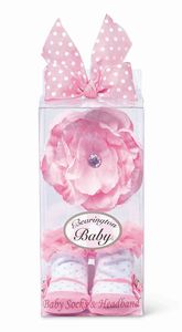 Baby girl booties and head band Bearington bear collection