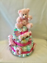 Baby Girl Diaper Cake Gift basket