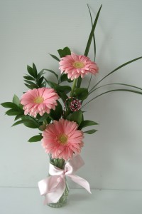 Baby Girl Gerbs 3 Gerbera Daisy Bud Vase