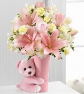 Baby Girl Big Hug Arrangement Fresh Flower Keepsake 