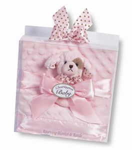 Baby girl Receiving blanket and rattle Bearington bear collection